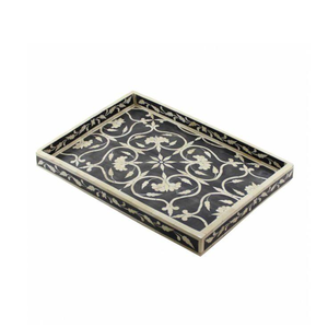Bandeja de servicio con incrustaciones de hueso de lujo, Forma cuadrada y color para restaurante y Hotel, bandeja con incrustaciones de hueso cuadrada elegante de Crescent Crafts - Product Image 3