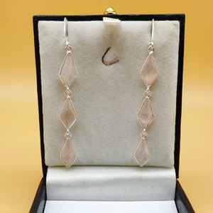 ต่างหู925แฟนซีสีเงินแท้ขอบโรสควอตซ์อัญมณีทำด้วยมือพร้อมไข่มุกสำหรับเป็นของขวัญแต่งงานหรือปาร์ตี้ - Product Image 3