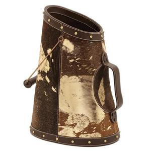 Grand seau à charbon personnalisé en cuir durable avec un design élégant parfait pour les accessoires de foyer intérieur et de foyer - Product Image 1