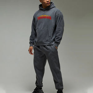 ชุดวอร์มสำหรับผู้ชายชุดวอร์มผ้าฝ้ายมีฮู้ดและกางเกงขายาว100% 2025โอเวอร์ไซส์พิมพ์ลายแบบกำหนดเอง - Product Image 1