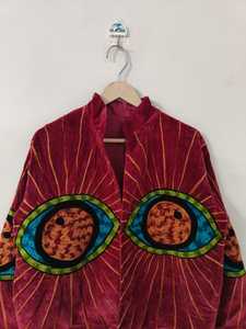 Chaqueta Suzani de Terciopelo con Bordado de Ojo, Abrigo Bohemio Hecho a Mano, Chaqueta Suzani de Terciopelo Hecha a Mano con Motivo de Ojo - Product Image 2