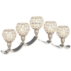 Candélabre de table de mariage en cristal Centre de table Trois boules de coupe en argent Tige pour décoration d'événement de mariage But - Product Image 2