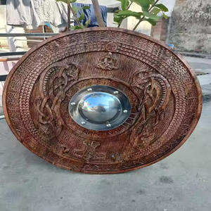 Armadura vikinga de metal medieval escudos nuevo modelo Jelling Norse Drake tallado redondo uso al aire libre diseño moderno de mediados de siglo - Product Image 1