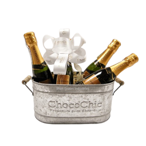 Jardinière nouvellement galvanisée avec manche en bois panier doué pour les fêtes bouteilles de bière emballage Choco chic panier panier - Product Image 1