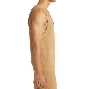 Camiseta sin mangas de secado rápido de alta calidad para hombre, ropa deportiva de punto informal transpirable de algodón y poliéster - Product Image 3