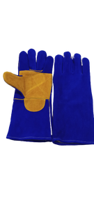 Best Selling XL Blue Leather Welding <b>Gloves</b> 35 cm <b>Long</b> Comfortable Heavy Duty Heat Resistant Anti-Static Export Protection - Product Image 5