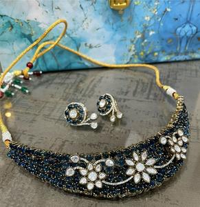 ชุดสร้อยคอทองชุบคุณภาพสูงประดับด้วยพลอยคันดัน พร้อมต่างหู สำหรับงานแต่งงานและงานเลี้ยง สำหรับผู้หญิง - Product Image 2