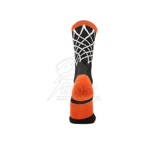 Black <b>Orange</b> Solid Crew Sports <b>Socks</b> with Cuff Logo Knitted Breathable Quick Dry for Football Basketball Training - Product Image 2