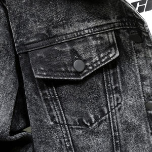 แจ็กเก็ตยีนส์ลำลองสำหรับผู้ชายสไตล์สตรีทแจ็กเก็ตยีนส์ออกแบบโลโก้ได้ตามต้องการ - Product Image 5