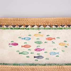 ถาดเสิร์ฟทรงสี่เหลี่ยมลายปลา ทำจากมุกและหวาย สำหรับตกแต่งโต๊ะอาหารในครัว ขายส่ง - Product Image 6