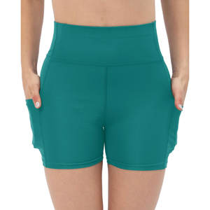 กางเกงโยคะขาสั้นผ้าสแปนเด็กซ์/ โพลีเอสเตอร์สำหรับผู้หญิงยกกระชับบั้นท้ายสำหรับยิมฟิตเนส - Product Image 3