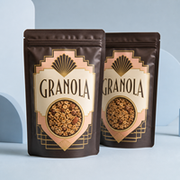 Sachet souple mat OEM pour granola, personnalisable, résistant à l'humidité, de qualité alimentaire, avec fermeture éclair, pour aliments pour animaux de compagnie et chewing-gum