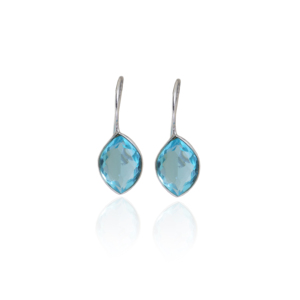 Boucles d'oreilles pendantes en topaze bleue faites à la main en Inde, en argent sterling, bijoux pour femmes et filles, à porter lors de mariages et de fêtes - Product Image 2
