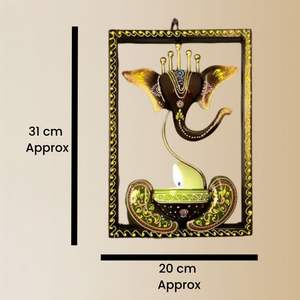 Portavelas de Pared con Diseño de Ganesh Ji Hecho a Mano, Hermoso Arte Religioso para la Sala de Pooja y Decoración Festiva del Hogar - Product Image 5