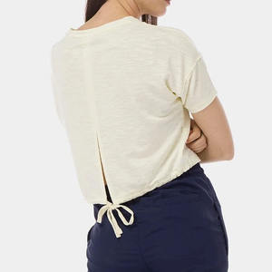 เสื้อยืดแขนสั้นทรงหลวมสำหรับผู้หญิง, เสื้อยืด100% ผ้าฝ้ายออร์แกนิคถักแบบแห้งเร็วระบายอากาศได้ดีดีไซน์สตรีท - Product Image 4