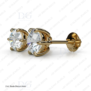 Classic 6 Prong Moissanite <b>Stud</b> <b>Earrings</b> Women's Trendy Rose White Gold 2ct Engagement Wedding Anniversary Party Christian - Product Image 2