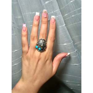 Bague en turquoise de Kingman et argent sterling, fabrication Navajo, bijou de collection culturelle, taille 9.5 - Product Image 5