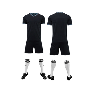 Ensemble de maillot de football noir de haute qualité en polyester 100% avec impression numérique de logo personnalisé, couleurs personnalisables, noms d'équipe, service OEM - Product Image 1
