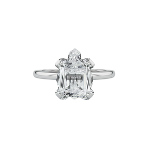 Bague de fiançailles solitaire en or plaqué argent sterling 925 avec diamant de laboratoire certifié GIA IGI, taille tortue EF VVS VS, cadeau - Product Image 1