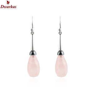 925 boucles d'oreilles pendantes en argent Sterling haute qualité classique Rose Quartz pierre précieuse pour cadeau de fête de mariage pour les femmes - Product Image 1