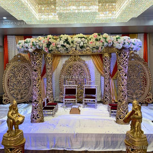 Mandap de mariage gujarati en fibre aspect bois avec base en forme d'éléphant, piliers doubles, grand mandap de mariage avec base en forme d'éléphant, Royaume-Uni - Product Image 3