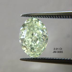 มากสีเหลืองอ่อนสีเขียว2.01 CTS เพชรรูปไข่ตัด VS2หลวมได้รับการรับรอง GIA เพชรหลวมสำหรับการทำเครื่องประดับใช้ OEM ODM - Product Image 1