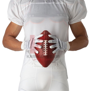 Guantes de Fútbol Americano de Cuero Sintético Dorado Premium con Revestimiento de Silicona Antideslizante y Ajuste para Guantes de Fútbol Americano - Product Image 3