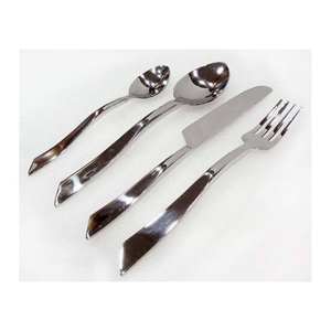 Ensemble de couverts 6 pièces en acier inoxydable royal rond martelé et torsadé argent poli poignées faites à la main style américain élégant - Product Image 5