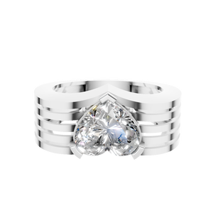 Bague de fiançailles, de mariage ou d'anniversaire en forme de cœur avec diamant VVS D de 3 carats, or massif 10k 14k, sertissage à griffes, bijoux fins pour femmes - Product Image 3