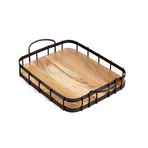 Bandeja de madera de diseño simple para servir alimentos, con forma cuadrada y de primera calidad, para servir té y café, de Home Arts - Product Image 5