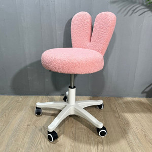 Silla Giratoria Moderna GAK412H con Diseño de Orejas de Conejo, Tapizada en Terciopelo Sintético con Aspecto de Piel de Oveja, Reclinable, con Base Móvil de Plástico para el Hogar - Product Image 5