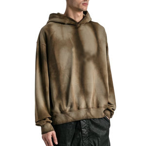 Sudadera con Capucha de Algodón Grueso Vintage para Hombre, Diseño Desgastado con Lavado Ácido, Técnica de Hombros Caídos, para Invierno - Product Image 1