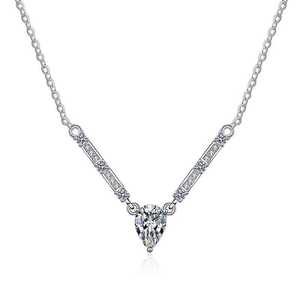 Collar de Plata de Ley S925 con Colgante en Forma de Lágrima en V, con Moissanita VVS de Color D, Simple, Moderno y Lujoso - Product Image 1