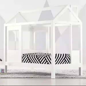 婴儿床家用家具最新设计家具大号木质床架现代豪华卧室软垫床越南制造商