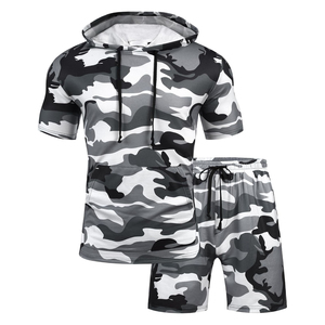 OTM ชุดสั้นสำหรับผู้ชายชุดกางเกงขาสั้นผ้าฝ้ายคุณภาพสูงชุดเสื้อยืดลำลองดีไซน์ใหม่สำหรับฤดูร้อน - Product Image 2