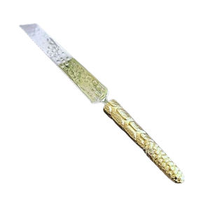 Cubiertos de Metal de acero inoxidable de aluminio pulido brillante chapado en oro Cubiertos de textura martillada para servir en el Hotel - Product Image 1