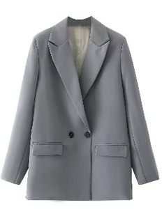 Chaqueta a rayas profesional para mujer con logotipo personalizado, Chaqueta de traje de oficina ajustada de manga larga para negocios y uso diario - Product Image 3