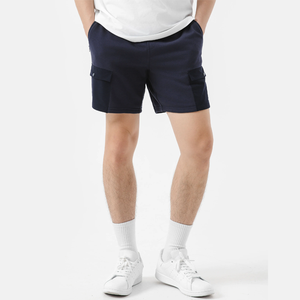 Bermudas informales de mezcla de algodón y cintura media para hombre, OEM, cierre de cintura elástica, patrón sólido, tela de lona tejida - Product Image 6