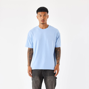 OEM/ODM stock de alta calidad personalizado 100% algodón ajustado en blanco camiseta de moda de gran tamaño hombros caídos hombres camiseta pesada para hombres - Product Image 2