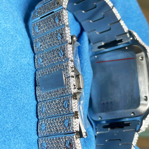 Wholesale Square Business Iced Out Moissanite <b>Watch</b> | VVS Skeleton Luxury Sapphire <b>Crystal</b> Stainless Steel Band - Product Image 4