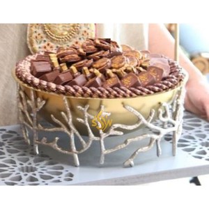 Cuenco de Metal redondo decorativo de estilo árabe tradicional, mesa hecha a mano de Color dorado para dulces de frutas, cuenco para servir Chocolate - Product Image 3