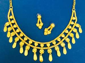 ชุดสร้อยคอเครื่องประดับแฟชั่นสไตล์วินเทจดูไบ24K ชุดต่างหูหวีกำไลวัสดุทองแดงสำหรับตุรกีและสหรัฐอเมริกา - Product Image 6