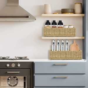 Cesta Organizadora Alta y Estrecha para Baño, de Fibra Natural, para Almacenamiento en el Baño, Bandeja de Servicio - Product Image 5