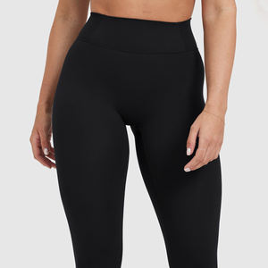 Mallas de Fitness de cadera de melocotón de cintura alta personalizadas para mujer para Yoga gimnasio levantamiento de glúteos secado rápido transpirable 220g tela patrón sólido - Product Image 5