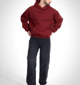 Sweat-shirt classique surdimensionné unisexe à épaules tombantes, poche kangourou, capuche double couche, poids lourd, mélange coton-polyester 400 GSM - Product Image 2