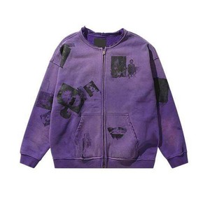 Personnalisé Street Wear Femmes Hommes 500 Gsm Heavyweight Acid Wash Faded Distressed Patch Hoodie Pour Hommes - Product Image 2