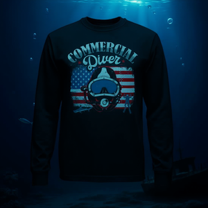 Camiseta de Buceo de Manga Larga Premium con Bandera Americana para Buceadores Comerciales, para Buceo en Aguas Profundas, para Promociones - Product Image 3