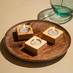 Portavelas de madera de estilo minimalista Diseño único en forma de ojo con nuevo grabado Tamaño pequeño para la decoración del restaurante del hotel en casa - Product Image 2