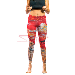 Leggings de sport pour femmes, 100% coton, taille mi-haute, antibactériens, confortables, respirants, tricotés, impression par sublimation personnalisée, dernière tendance - Product Image 2