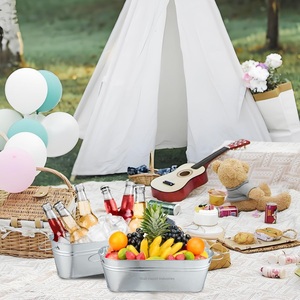 Trending Metal Galvanized Oval Ice <b>Bucket</b> with Rope Handle <b>Drink</b> Chiller for Events Parties Wedding Celebrations - Product Image 6